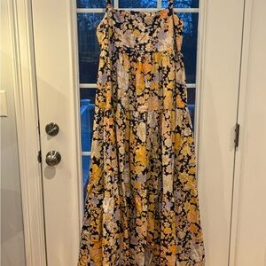 Free People Floral Maxi Dress in Yellow and Blue